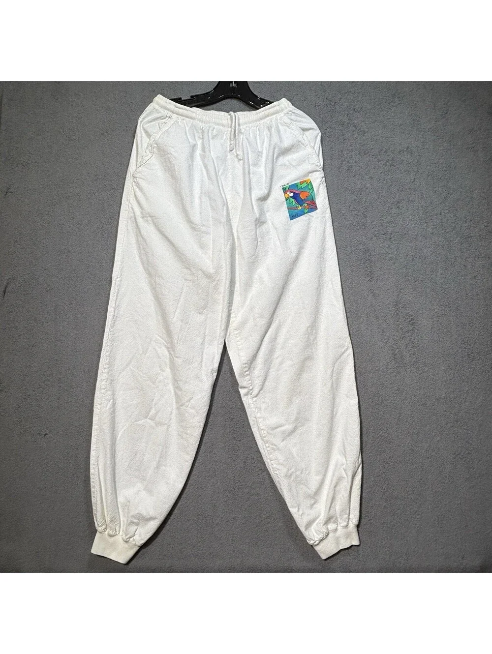 Vintage 90s PEER By Peter Mussfeld Cancun Parrot Cotton Pants Mens S White Beach